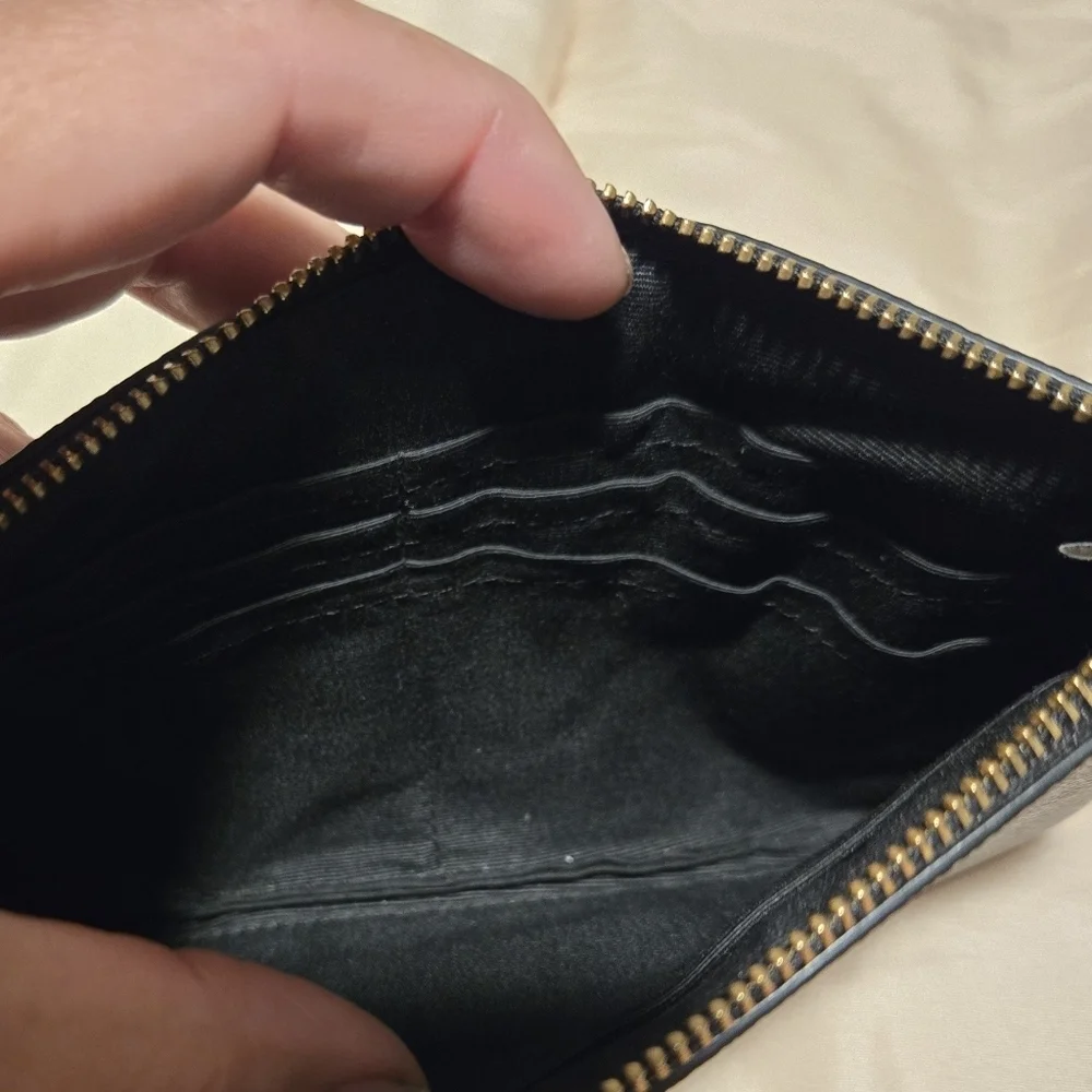 Coach Black Leather Side Zipper Wrislet Almost 5x8